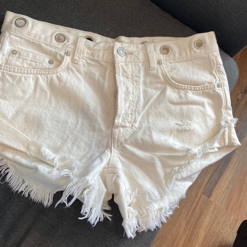 White Free People Jean Shorts